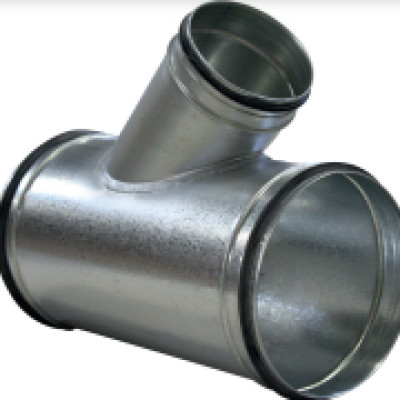 TDG45-315315 - T-stuk 45 graden van staal met afdichtingsrubber - Ø315mm met aftakking Ø315