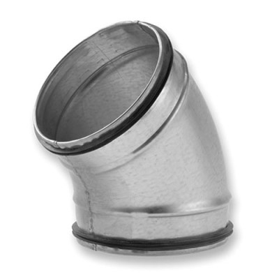 BDG45 100 - Geperste bocht Ø100 45° met rubber - gegalvaniseerd staal