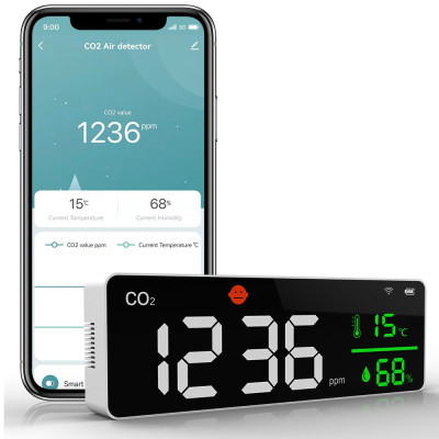 DM-1306-WIFI - Tuya DM1306 Wifi CO2 Luchtkwaliteit Detector 400-5000 PPM - Infrarood sensor