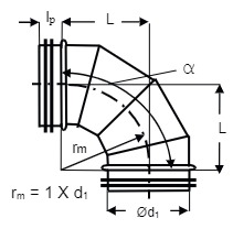 BDSG30 250 - Gesegmenteerde bocht Ø250 30° met rubber - gegalvaniseerd staal