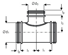 TDG90-250150 - T-stuk 90 graden van staal met afdichtingsrubber - Ø250mm met aftakking Ø150
