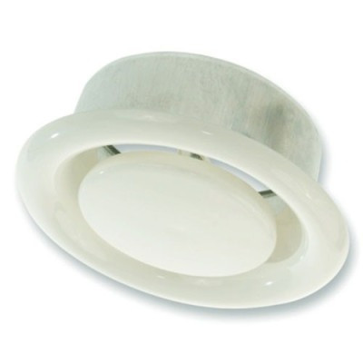 DVS-160 RAL9016 - Ventilatieventiel afvoer staal met verstelbare kern en montagebus - 160 mm