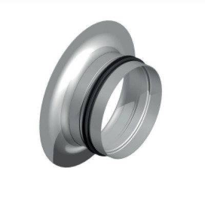 APGS 160 - Plat stromend aftakstuk Ø160 90° met rubber - gegalvaniseerd staal