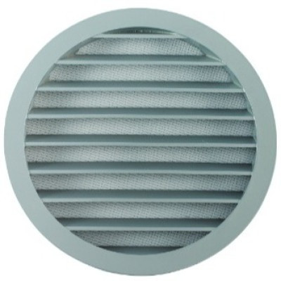 BLR-FA100-RAL9006 - Rond buitenluchtrooster aluminium Ø 100 mm - met muggengaas